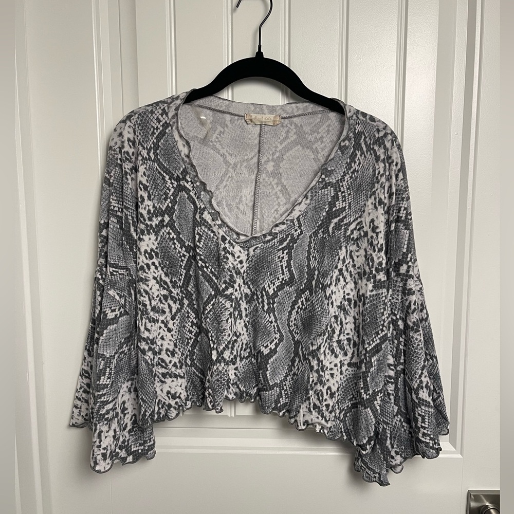 Altar'd State Black and White Snake Print Crop Top